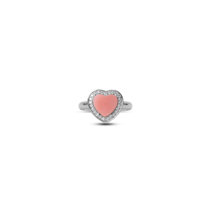 Amore rings with pink opal in white gold, small size (view 3)