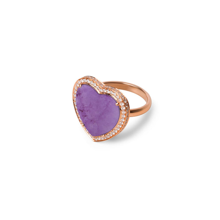 Amore rings with purple agate in rose gold, large size (view 2)