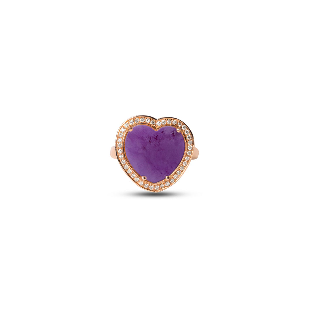 Amore rings with purple agate in rose gold, medium size (view 3)
