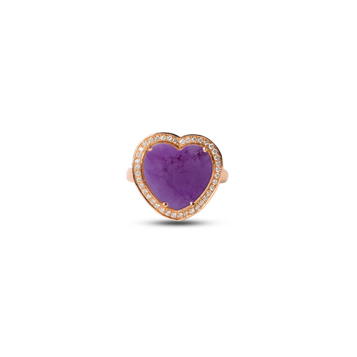Amore rings with purple agate in rose gold, medium size (view 3)