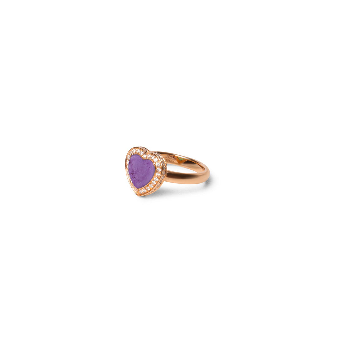 Amore rings with purple agate in rose gold, small size (view 2)