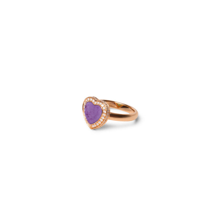 Amore rings with purple agate in rose gold, small size (view 2)