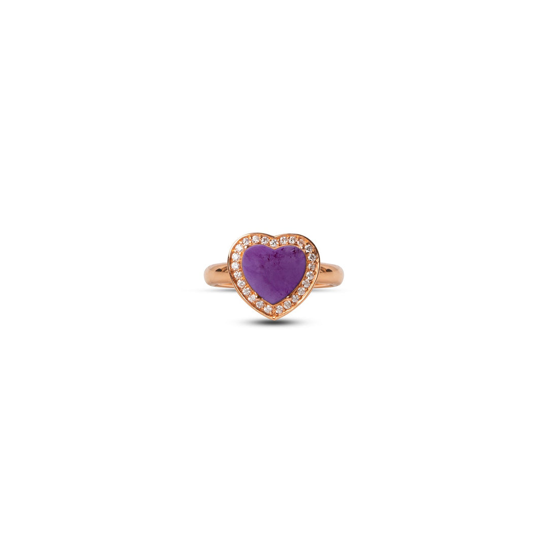 Amore rings with purple agate in rose gold, small size (view 3)