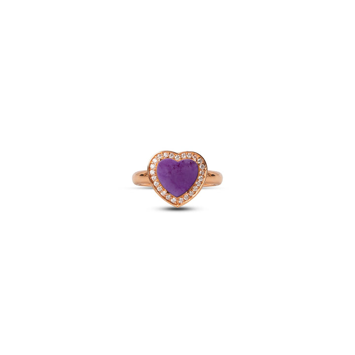 Amore rings with purple agate in rose gold, small size (view 3)
