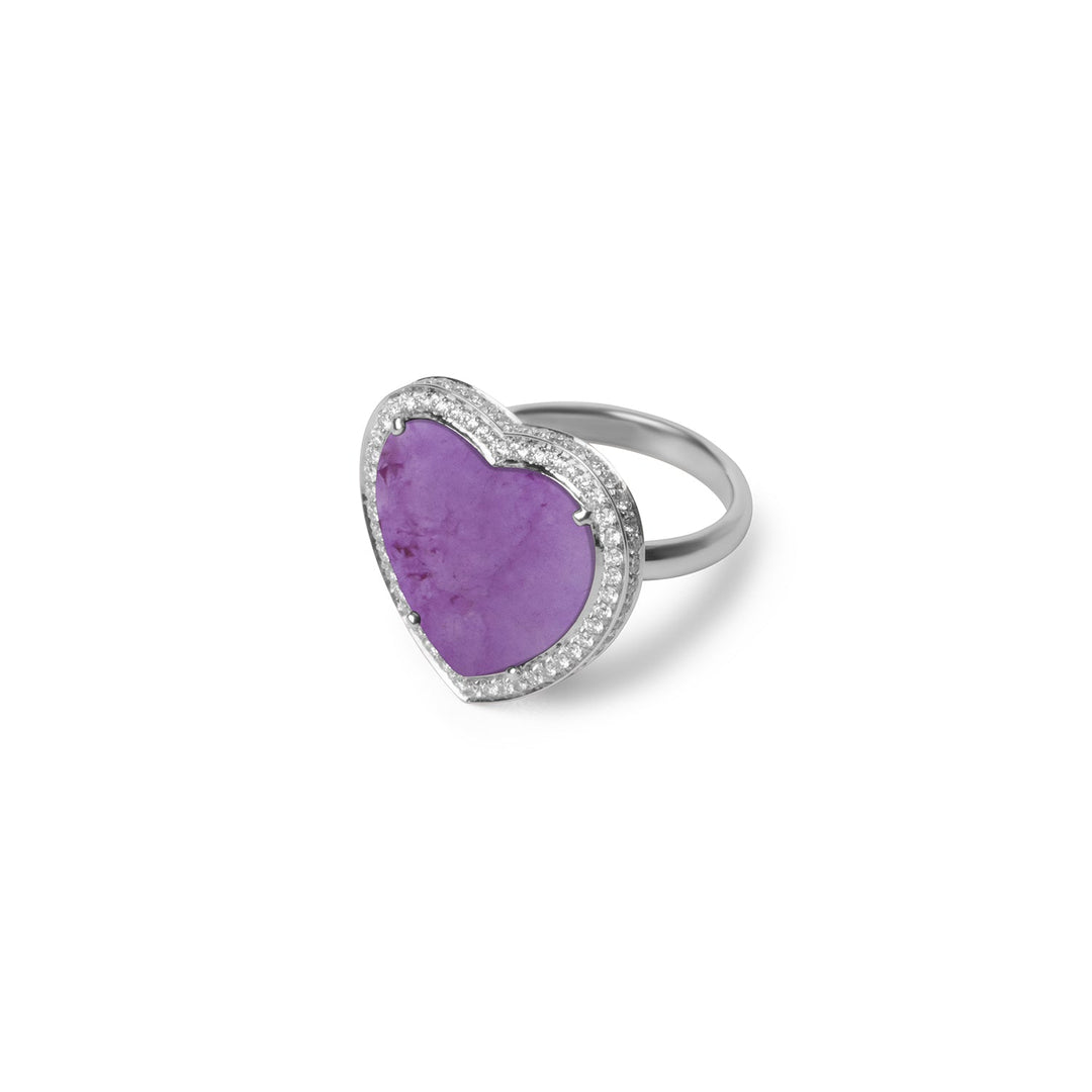 Amore rings with purple agate in white gold, large size (view 2)
