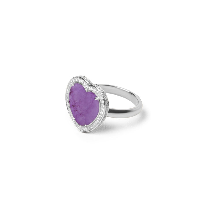 Amore rings with purple agate in white gold, medium size (view 2)