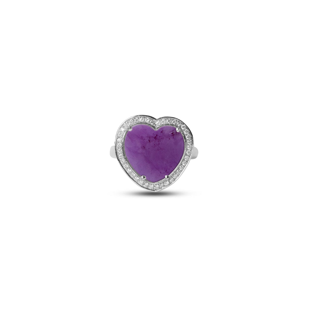 Amore rings with purple agate in white gold, medium size (view 3)