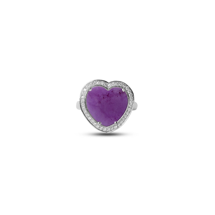 Amore rings with purple agate in white gold, medium size (view 3)