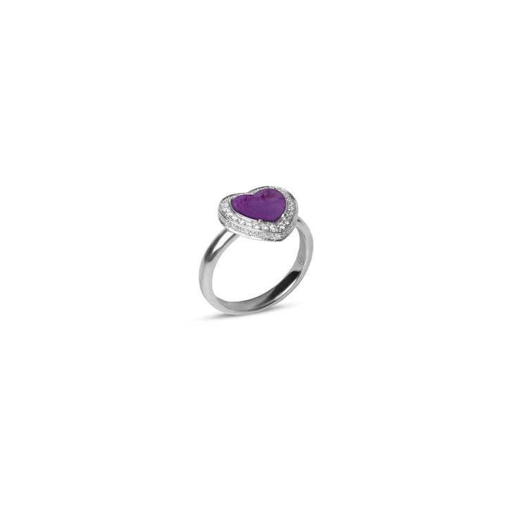Amore rings with purple agate in white gold, small size
