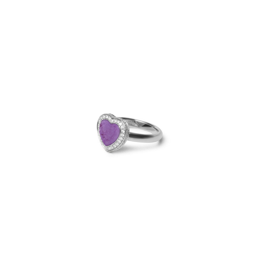 Amore rings with purple agate in white gold, small size (view 2)