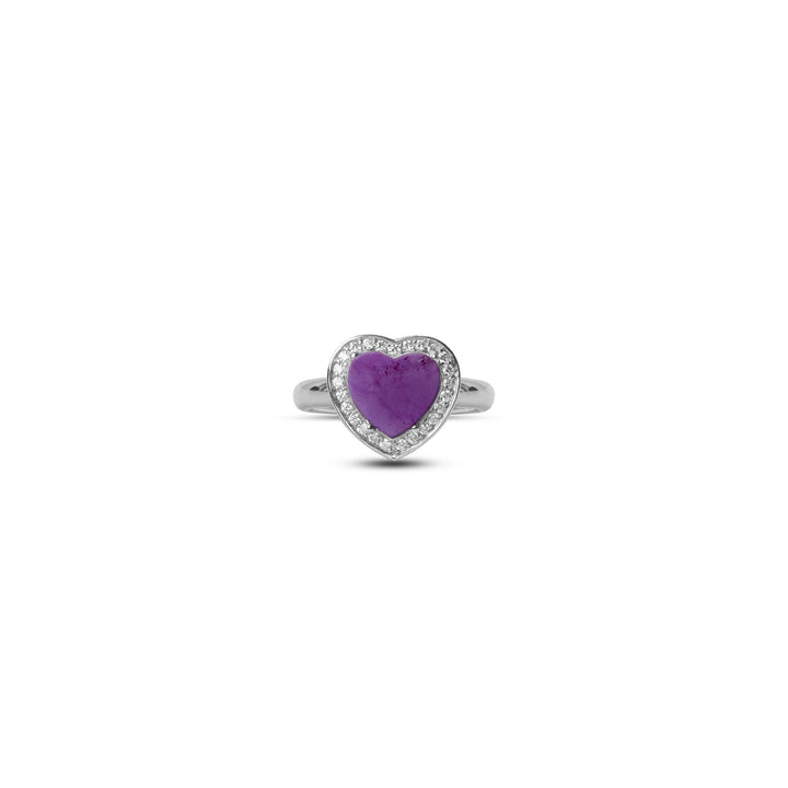 Amore rings with purple agate in white gold, small size (view 3)
