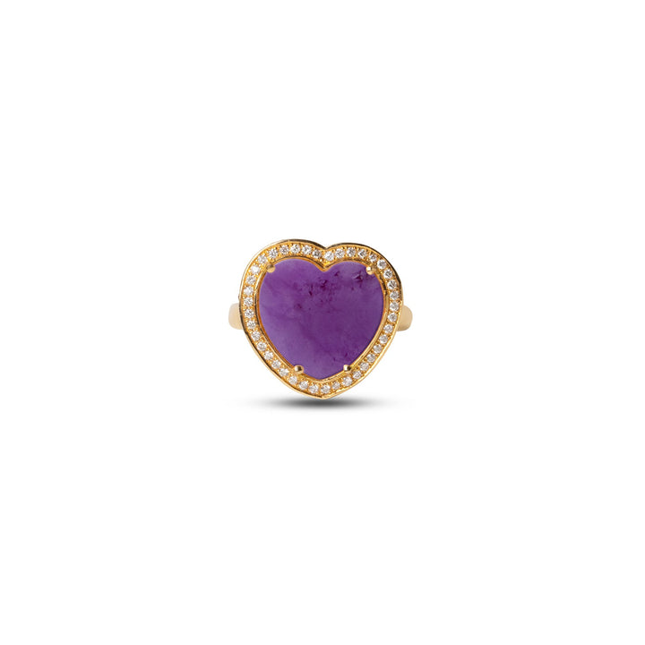 Amore rings with purple agate in yellow gold, medium size (view 3)