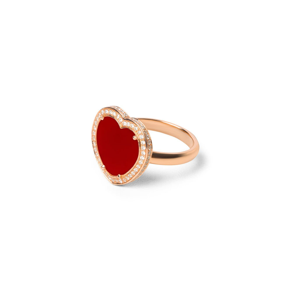 Amore rings with red carnelian in rose gold, medium size (view 2)