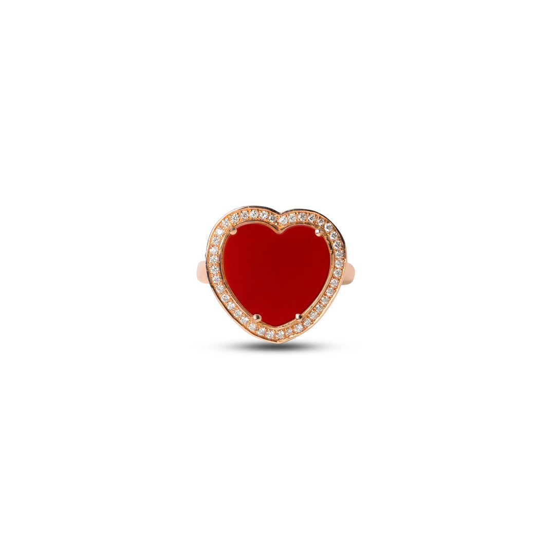 Amore rings with red carnelian in rose gold, medium size (view 3)