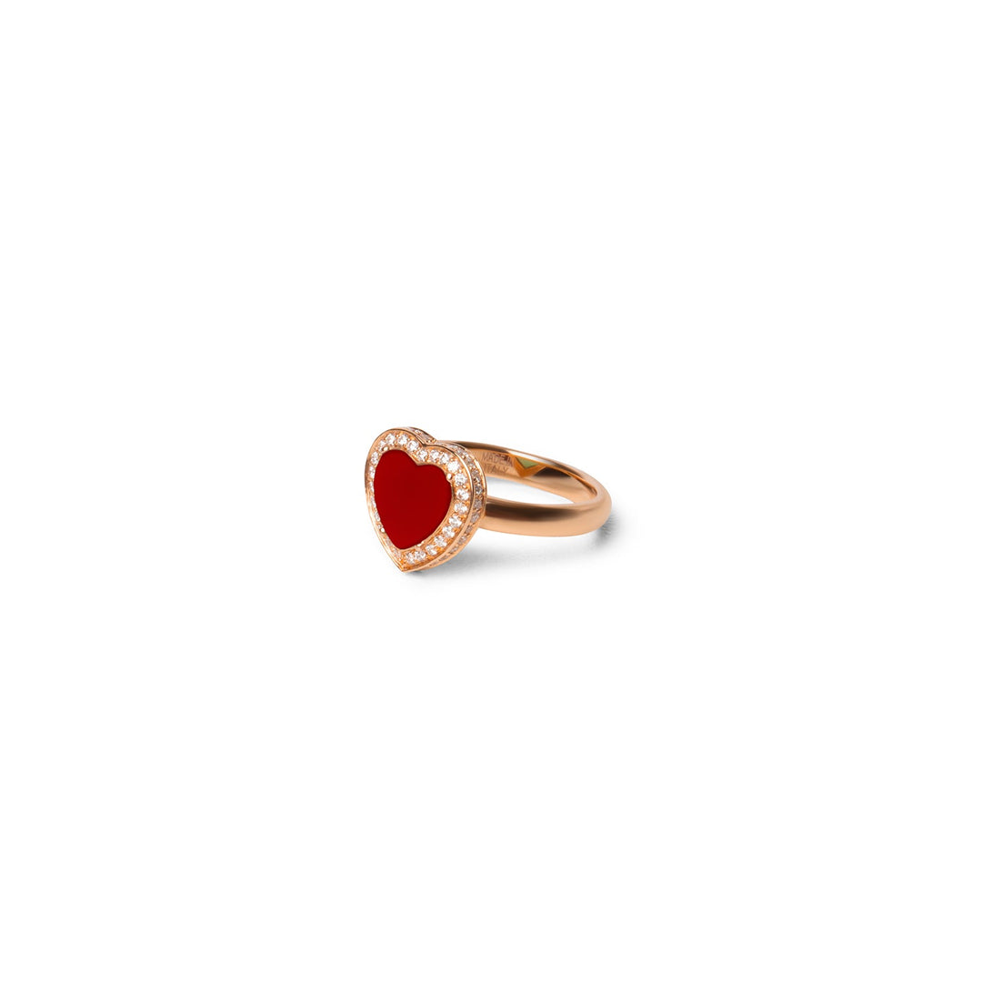 Amore rings with red carnelian in rose gold, small size (view 2)