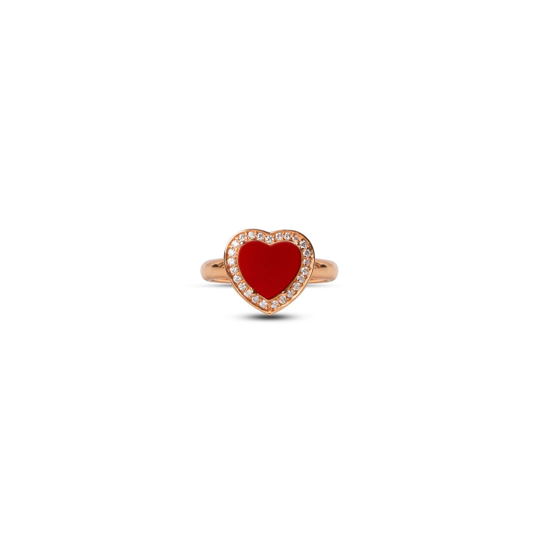 Amore rings with red carnelian in rose gold, small size (view 3)
