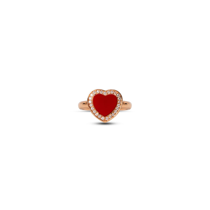 Amore rings with red carnelian in rose gold, small size (view 3)