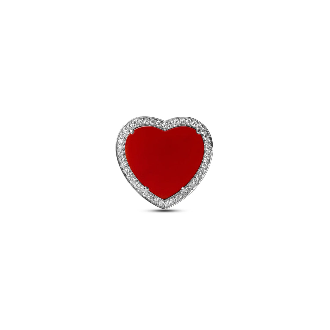 Amore rings with red carnelian in white gold, large size (view 3)