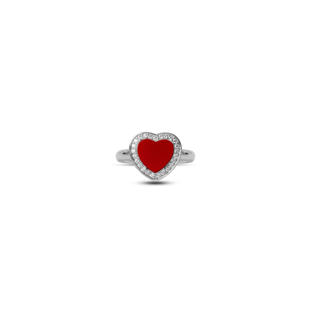 Amore rings with red carnelian in white gold, small size (view 3)