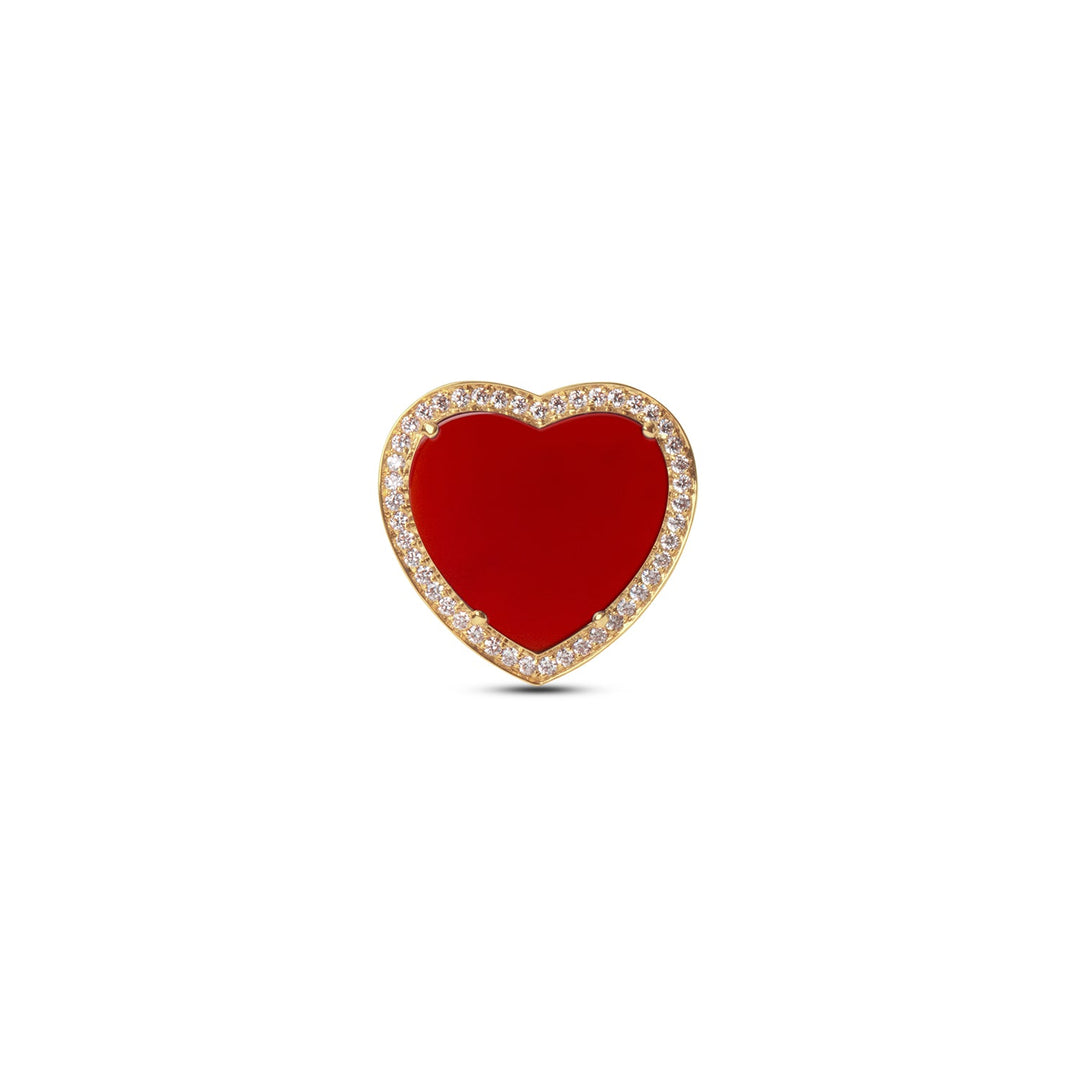Amore rings with red carnelian in yellow gold, large size (view 3)