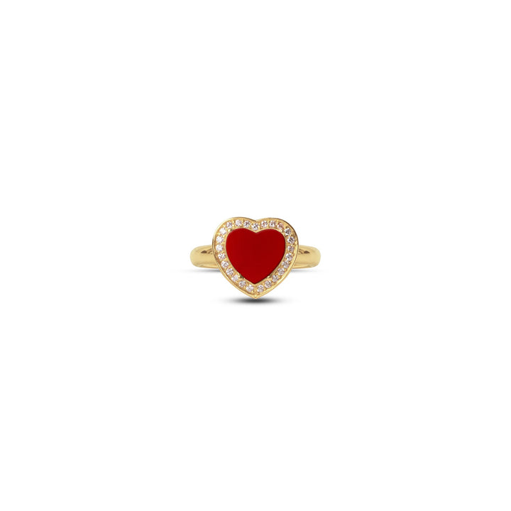 Amore rings with red carnelian in yellow gold, small size (view 3)