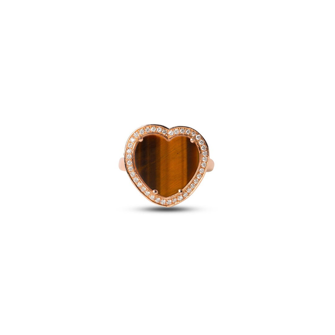 Amore rings with tiger eye in rose gold, medium size (view 3)