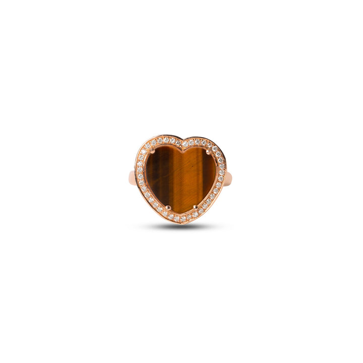 Amore rings with tiger eye in rose gold, medium size (view 3)