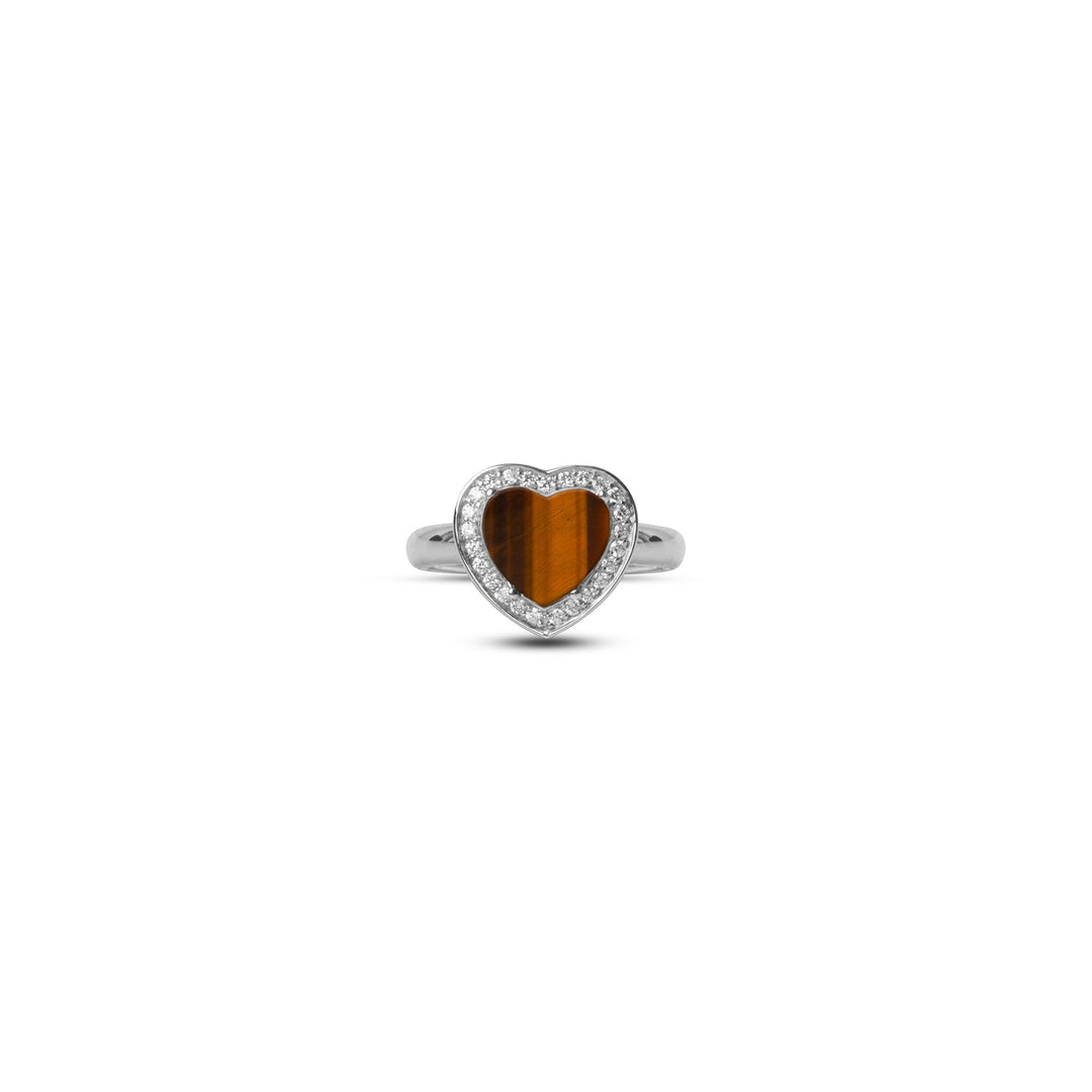 Amore rings with tiger eye in white gold, small size (view 3)