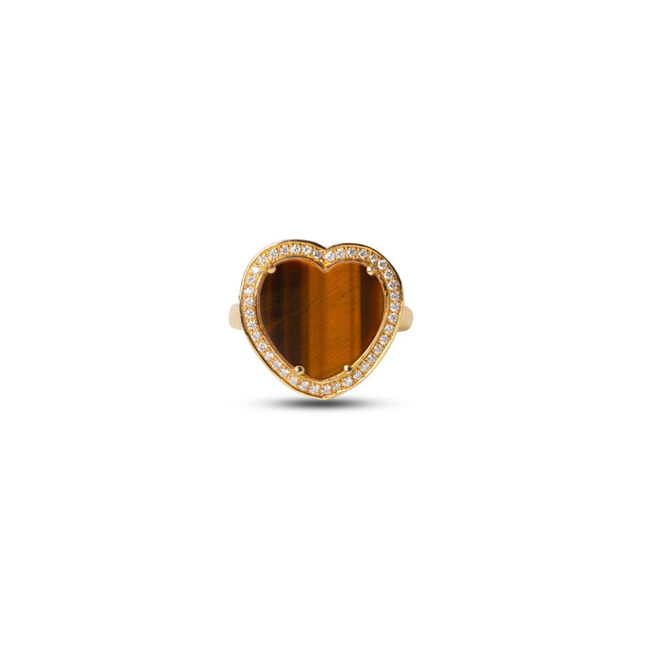 Amore rings with tiger eye in yellow gold, medium size (view 3)