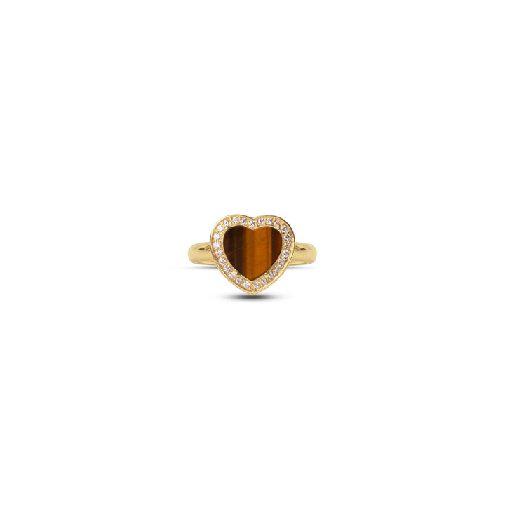 Amore rings with tiger eye in yellow gold, small size (view 3)