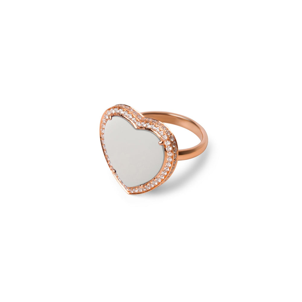 Amore rings with white agate in rose gold, large size (view 2)