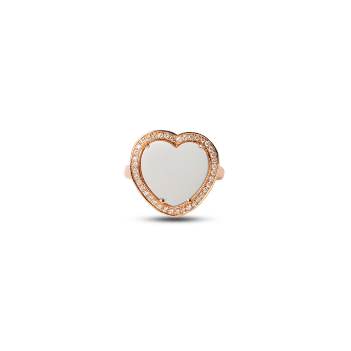 Amore rings with white agate in rose gold, medium size (view 3)