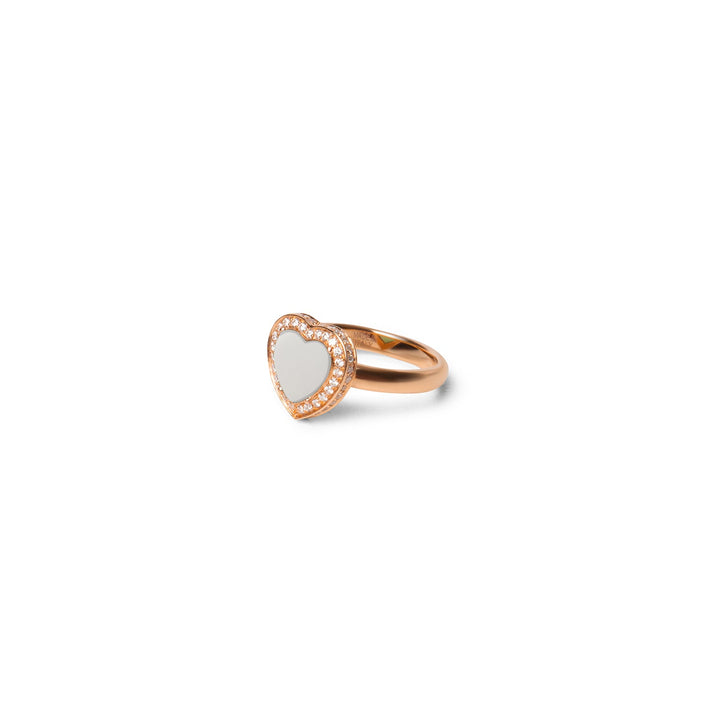 Amore rings with white agate in rose gold, small size (view 2)