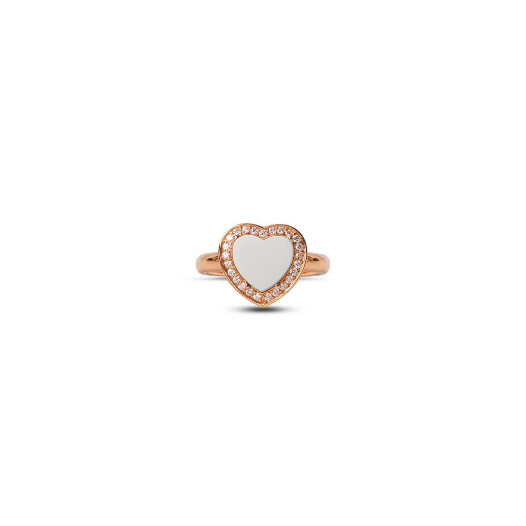 Amore rings with white agate in rose gold, small size (view 3)