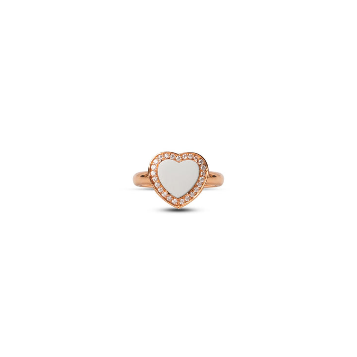 Amore rings with white agate in rose gold, small size (view 3)