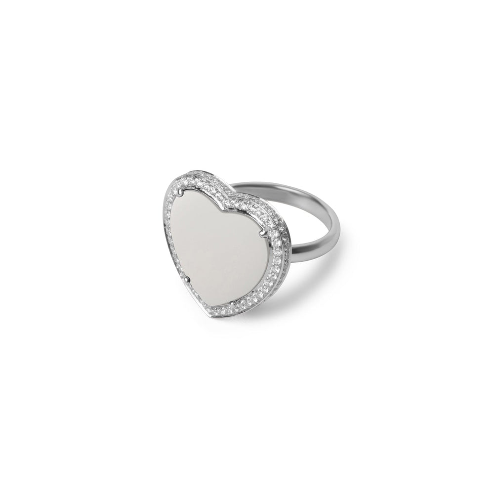 Amore rings with white agate in white gold, large size (view 2)