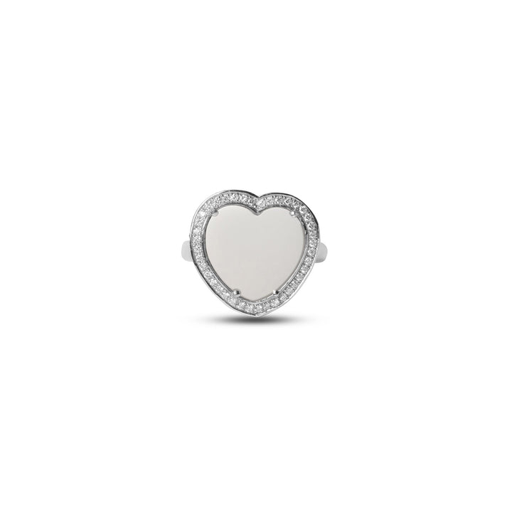 Amore rings with white agate in white gold, medium size (view 3)