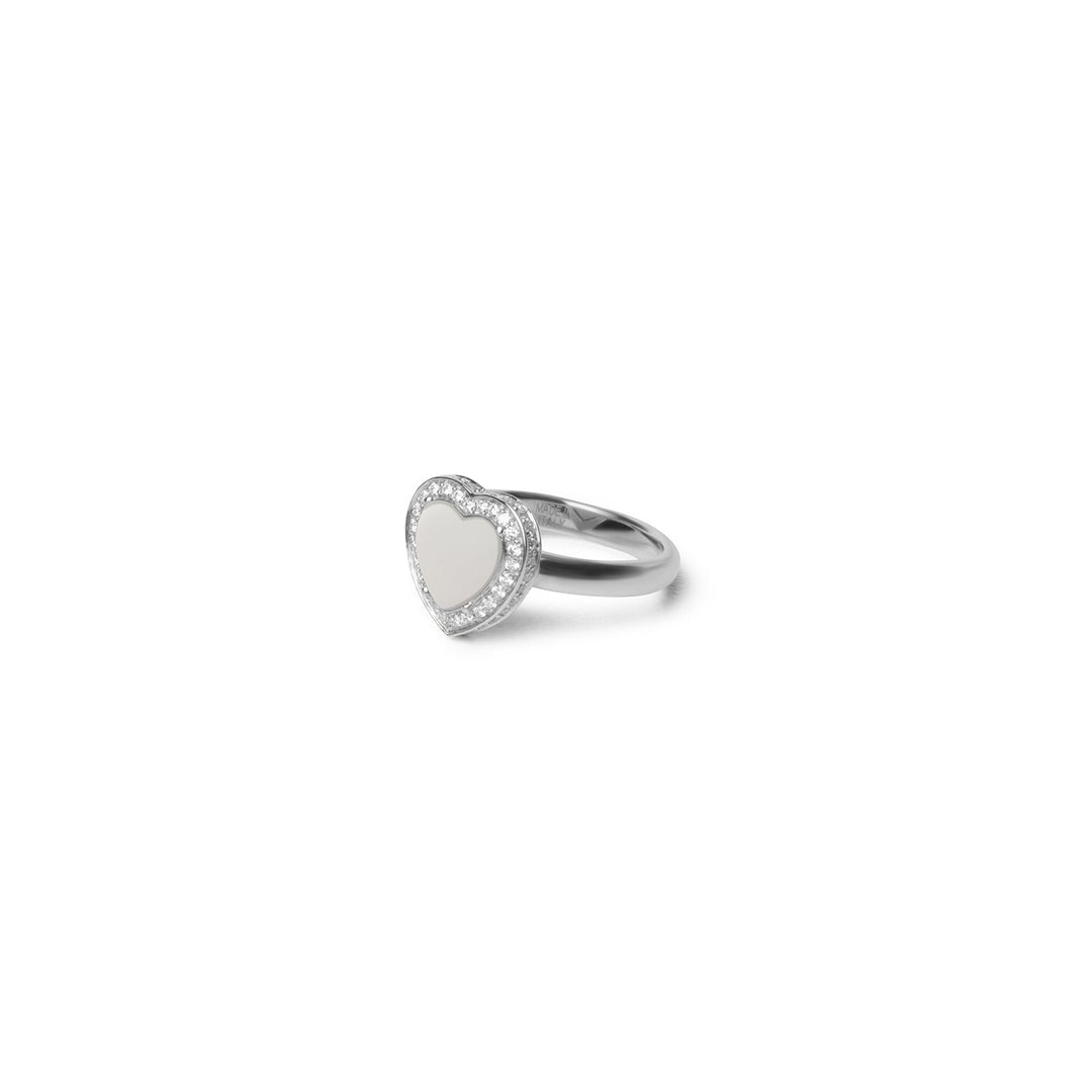 Amore rings with white agate in white gold, small size (view 2)