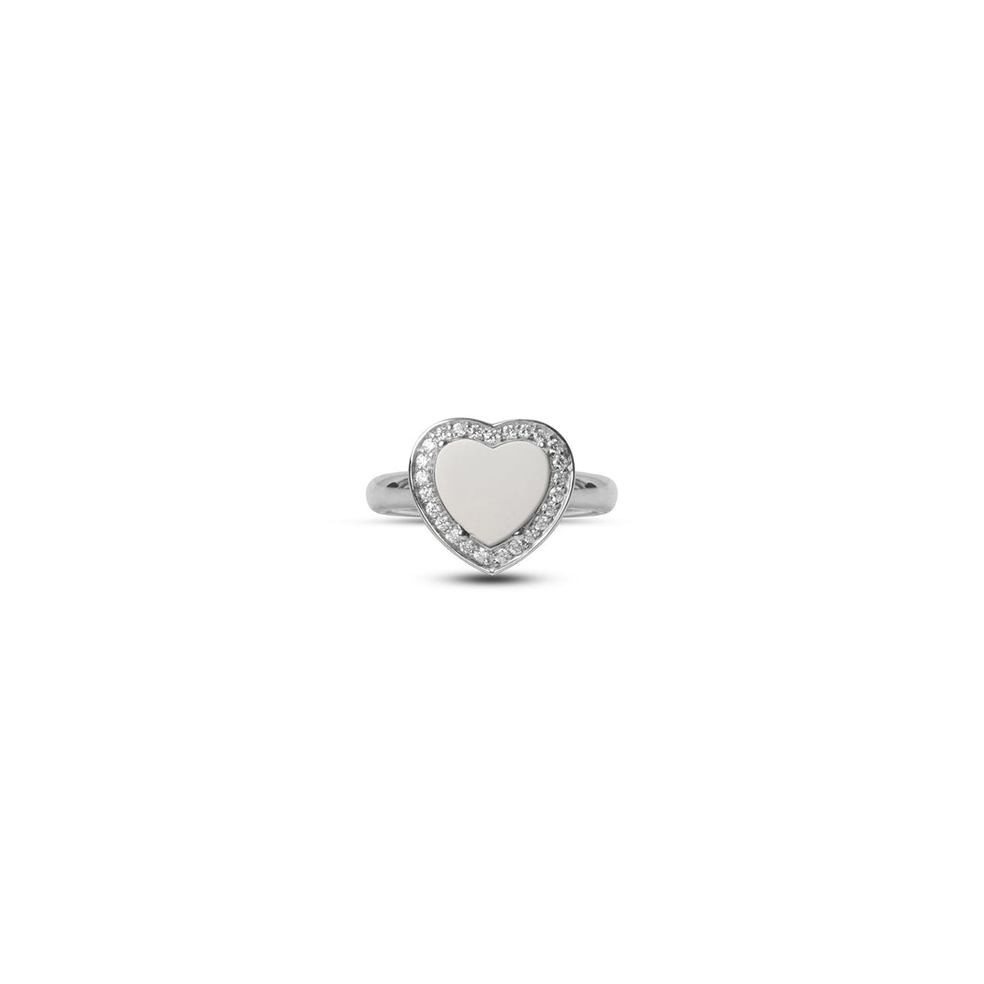 Amore rings with white agate in white gold, small size (view 3)