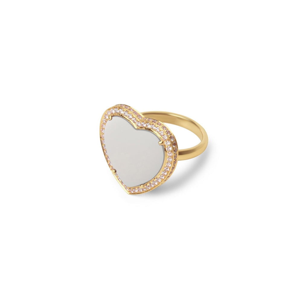 Amore rings with white agate in yellow gold, large size (view 2)