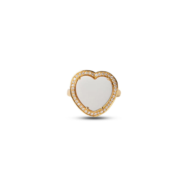 Amore rings with white agate in yellow gold, medium size (view 3)