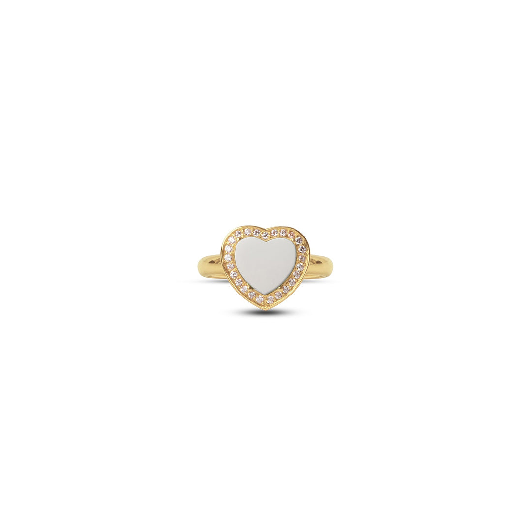 Amore rings with white agate in yellow gold, small size (view 3)