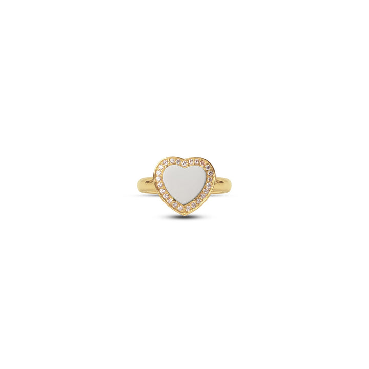 Amore rings with white agate in yellow gold, small size (view 3)