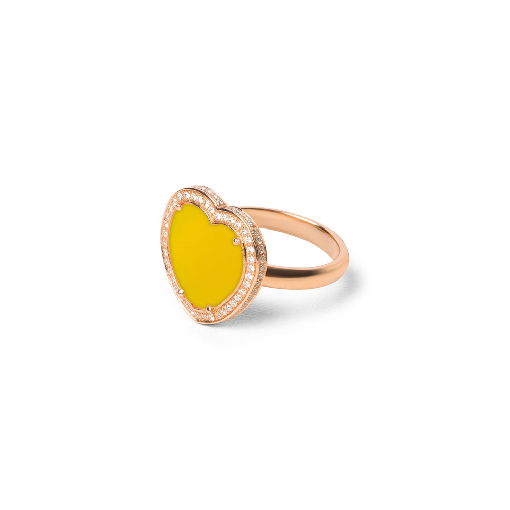 Amore rings with yellow agate in rose gold, medium size (view 2)