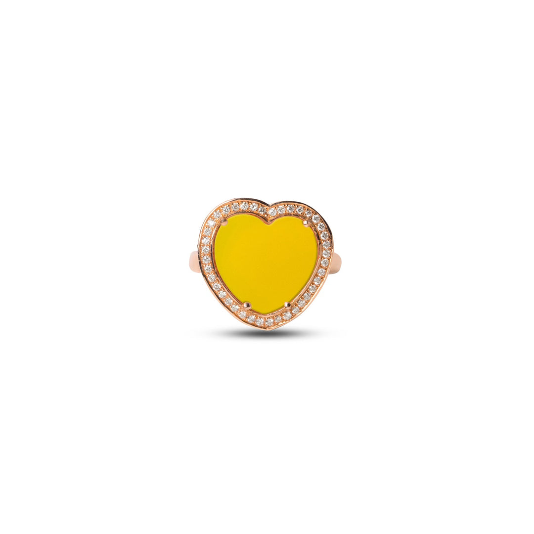Amore rings with yellow agate in rose gold, medium size (view 3)