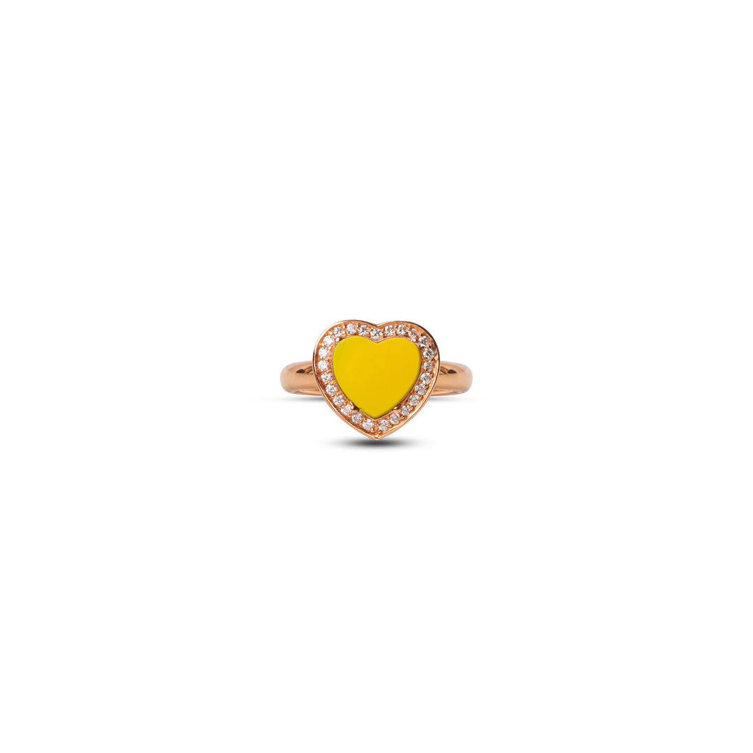 Amore rings with yellow agate in rose gold, small size (view 3)