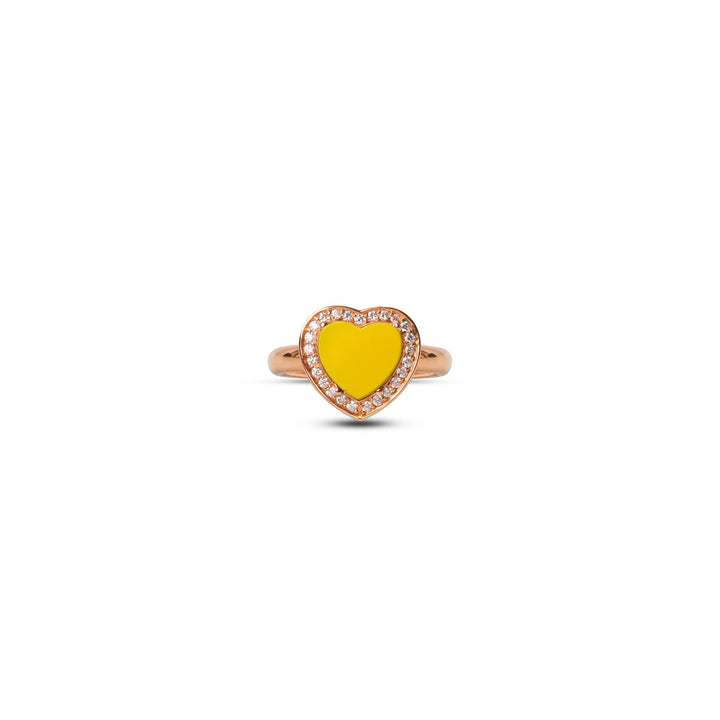 Amore rings with yellow agate in rose gold, small size (view 3)