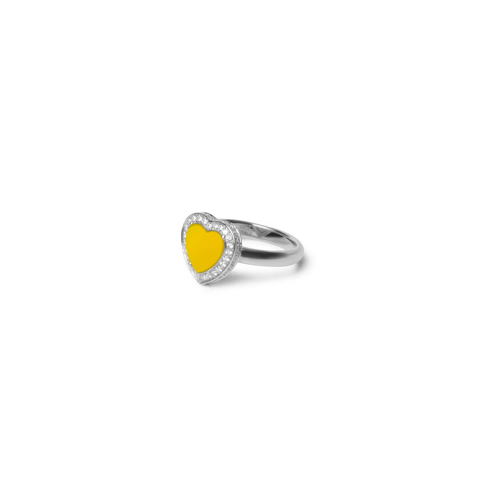 Amore rings with yellow agate in white gold, small size (view 2)