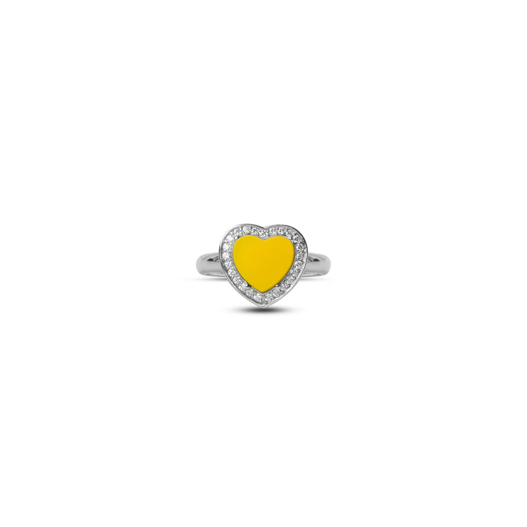 Amore rings with yellow agate in white gold, small size (view 3)