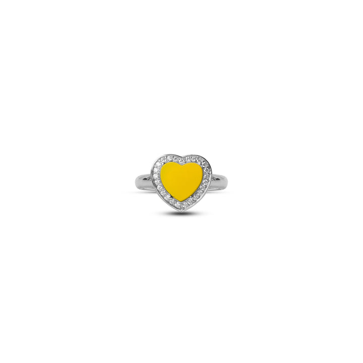 Amore rings with yellow agate in white gold, small size (view 3)